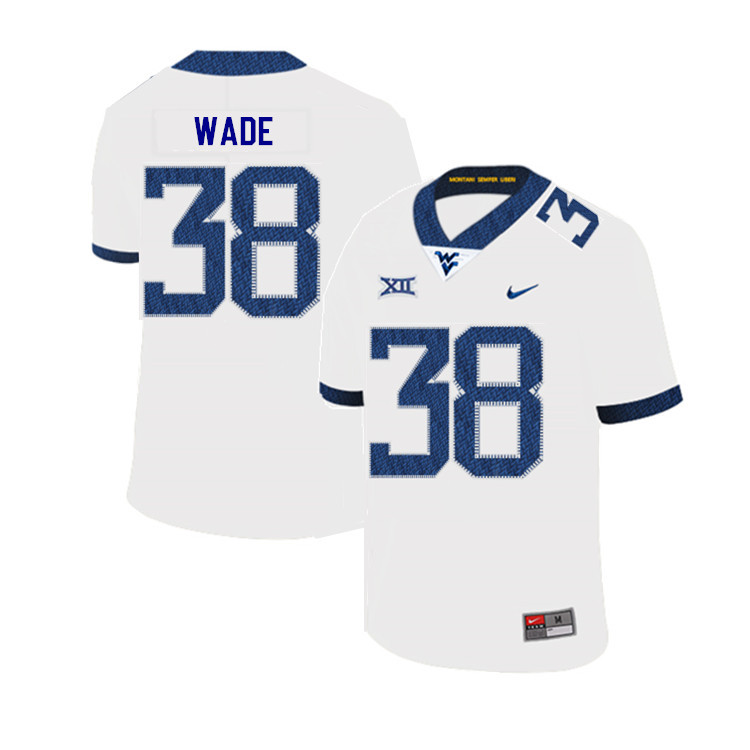2019 Men #38 Devan Wade West Virginia Mountaineers College Football Jerseys Sale-White